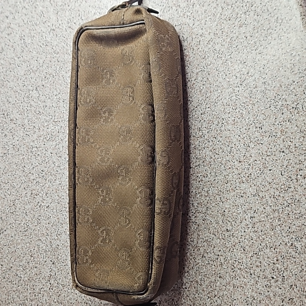 Gucci Metallic Copper Dark Brown Monogram Long Zip Pouch Case Bag Clutch - Picture 3 of 12